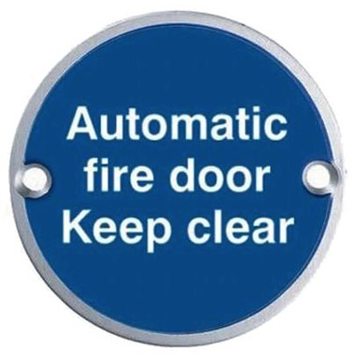 Eurospec Automatic Fire Door Keep Clear Sign, Polished Stainless Steel OR Satin Stainless Steel Finish - SEX1022 SATIN STAINLESS STEEL