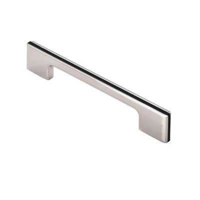 Carlisle Brass Fingertip Harris Cupboard Pull Handle (128mm, 160mm Or 192mm), Polished Chrome With Black Inlay - FTD529CP/BLK POLISHED CHROME WITH BLACK INLAY - 128mm c/c