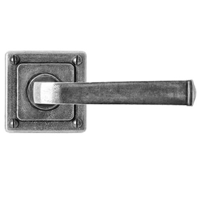 Finesse Allendale Jesmond Door Handles On Square Rose, Pewter - FD071 (sold in pairs) SOLID PEWTER (Please allow 1-3 weeks for delivery)