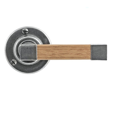 Finesse Eden Oak Door Handles On Round Rose, Oak Wood & Pewter - FD155 (sold in pairs) OAK WOOD & SOLID PEWTER (Please allow 1-3 weeks for delivery)