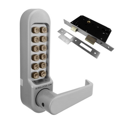 Borg Locks BL5403 Digital Lock With Inside Handle And Euro-Profile Lockcase, Stainless Steel - L25199 STAINLESS STEEL