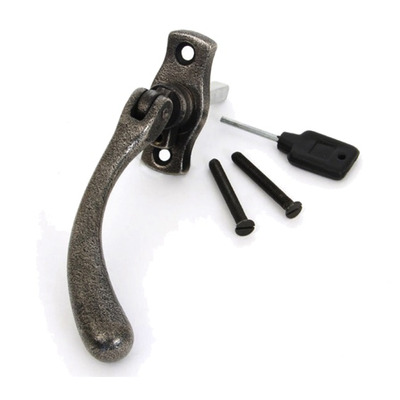 From The Anvil Left Or Right Handed Peardrop Locking Espagnolette Window Fastener, Antique Pewter - 20416 ANTIQUE PEWTER - LEFT HAND