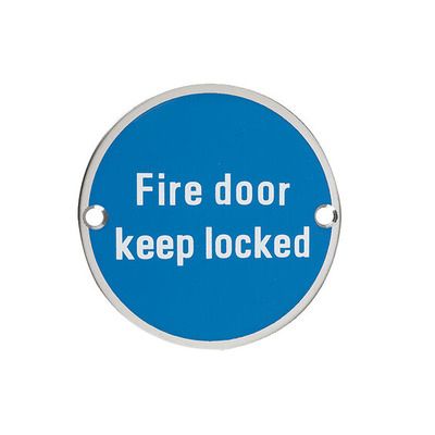 Zoo Hardware ZSS Door Sign - Fire Door Keep Locked, Polished Stainless Steel - ZSS10PS POLISHED STAINLESS STEEL