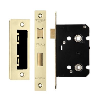 Zoo Hardware Contract Bathroom Lock (64mm OR 76mm), PVD Stainless Brass - ZBC64PVD 64mm (2.5 INCH) - PVD STAINLESS BRASS (RADIUS EDGE)