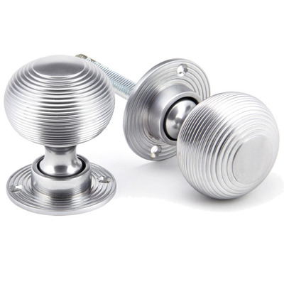 From The Anvil Beehive Mortice/Rim Knob Set, Satin Chrome - 91974 (sold in pairs) SATIN CHROME