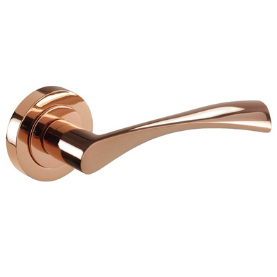 Access Hardware Wing Design Door Handles On Round Rose, Rose Gold - D2210CU (sold in pairs) ROSE GOLD