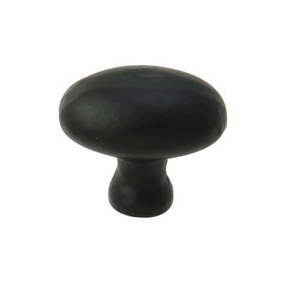 Cardea Ironmongery Oval Cupboard Knob (35mm x 25mm), Black Iron - BI478 BLACK IRON
