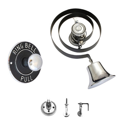 Prima Butlers Bell On Black Spring With Round Embossed Pull, Polished Chrome - BH1007BC POLISHED CHROME