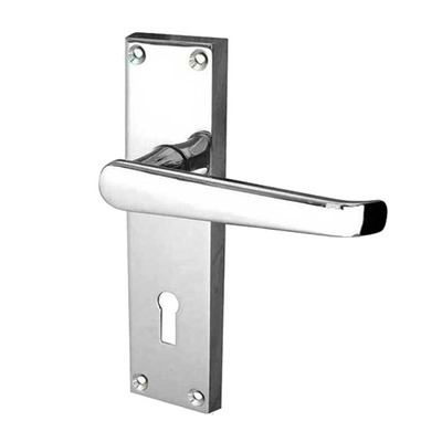 Frelan Hardware Victorian Straight Lever Door Handles On Backplate, Polished Chrome - JV30PC (sold in pairs) PRIVACY BATH (118mm)
