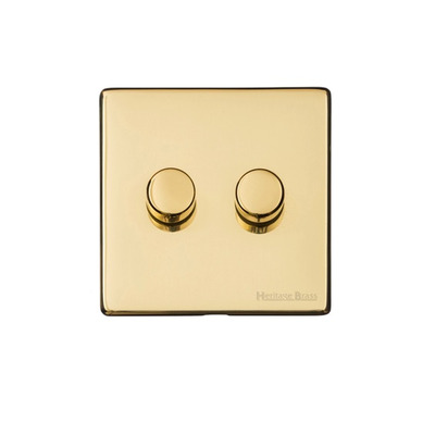 M Marcus Electrical Vintage 2 Gang 2 Way Push On/Off Dimmer Switch, Polished Brass (250 OR 400 Watts) - X01.270.250 POLISHED BRASS - 250 WATTS