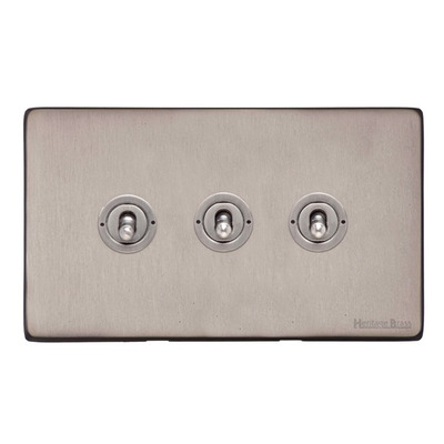M Marcus Electrical Vintage  20 AMP 3 Gang 2 Way Dolly Switch, Aged Pewter - XAP.2420.AP AGED PEWTER