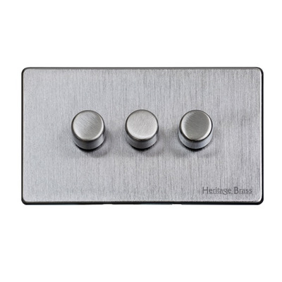 M Marcus Electrical Studio 3 Gang Trailing Edge Dimmer Switch, Satin Chrome (Trimless) - Y33.280.TED SATIN CHROME