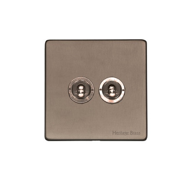 M Marcus Electrical Studio 20 AMP 2 Gang 2 Way Dolly Switch, Aged Pewter (Trimless) - YAP.2410.AP AGED PEWTER