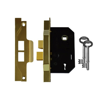 Union 2242 2 Lever Rebated Mortice Sashlock For Rebated Doors (64mm OR 75mm), Electro Brass - 9976 64mm (2.5 INCH) - ELECTRO BRASS