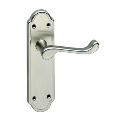 Urfic Ashworth Traditional Range Door Handles On Backplate, Satin Nickel - 100-455-05 (sold in pairs) LATCH