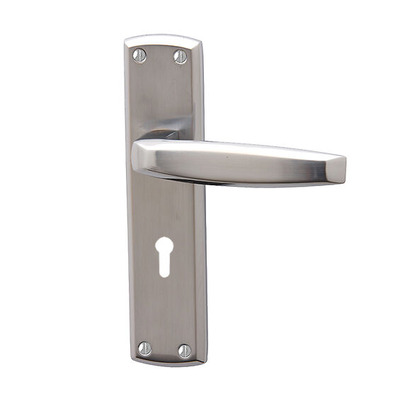 Intelligent Hardware Deco Door Handles On Backplate, Dual Finish Polished Chrome & Satin Chrome - DEC.01.CP/SCP (sold in pairs)  EURO PROFILE LOCK (WITH CYLINDER HOLE)