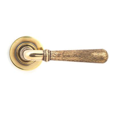 From The Anvil Hammered Newbury Door Handles On Plain Rose, Aged Brass - 46069 (sold in pairs) AGED BRASS - UNSPRUNG