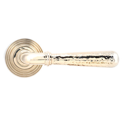 From The Anvil Hammered Newbury Door Handles On Beehive Rose, Polished Nickel - 46079 (sold in pairs) POLISHED NICKEL - UNSPRUNG