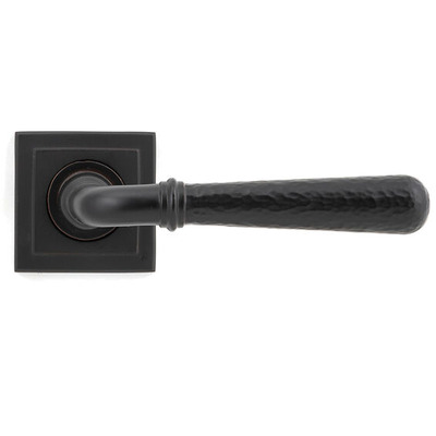 From The Anvil Hammered Newbury Door Handles On Square Rose, Aged Bronze - 46084 (sold in pairs) AGED BRONZE - UNSPRUNG