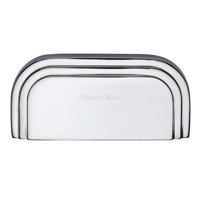 Heritage Brass Bauhaus Cabinet Drawer Cup Pull Handle (76mm C/C), Polished Chrome - C1740-PC POLISHED CHROME - 76mm C/C