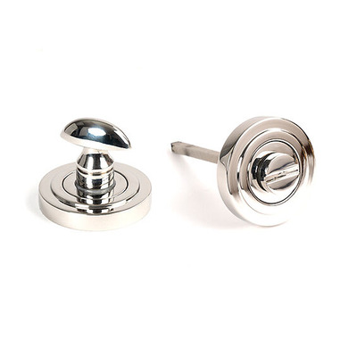 From The Anvil Round Art Deco Round Bathroom Thumbturn, Polished Marine Stainless Steel - 49861 POLISHED MARINE STAINLESS STEEL