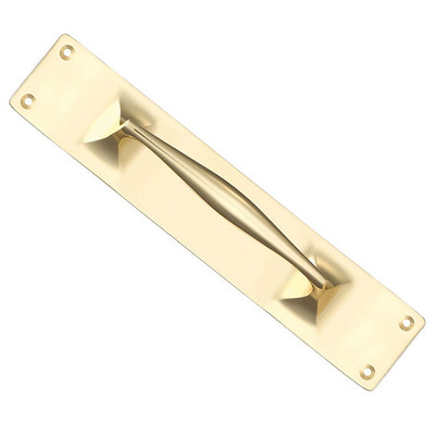 Zoo Hardware Fulton & Bray Cast Pull Handles On Backplate (300mm x 60mm OR 425mm x 30mm), Polished Brass - FB112A POLISHED BRASS - 425mm x 60mm