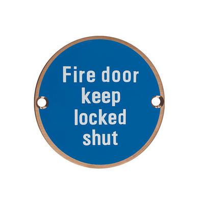Zoo Hardware ZSS Door Sign - Fire Door Keep Locked Shut, PVD Bronze - ZSS13-PVDBZ PVD BRONZE