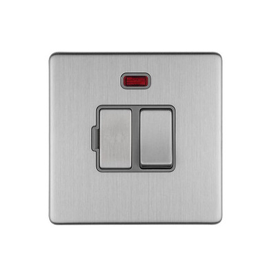 Carlisle Brass Eurolite Enhance Decorative 13 Amp DP Switched Fuse Spur With Neon Indicator, Satin Stainless Steel With Grey Trim - ECSSSWFNG SATIN STAINLESS STEEL - GREY TRIM