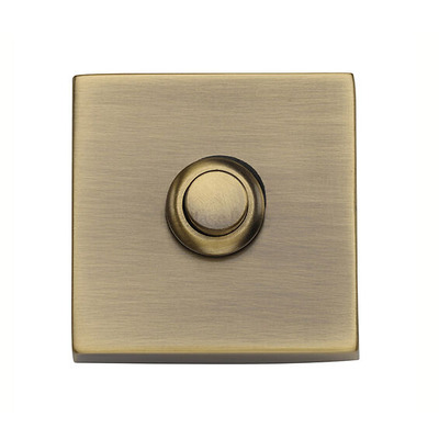Heritage Brass Square Bell Push (54mm x 54mm), Antique Brass - V1188-AT ANTIQUE BRASS