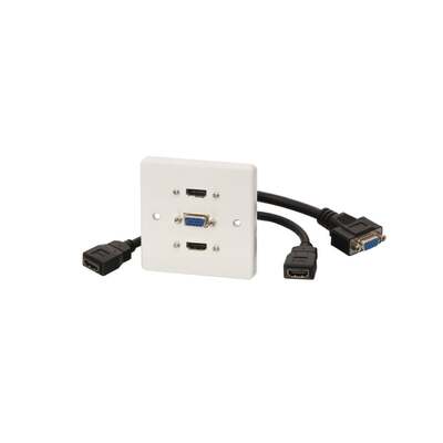 Lindy Dual HDMI and VGA Faceplate with 10cm trailing leads