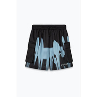 Image of Hype Kids Multi Blue Drips Shorts - 14Y