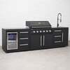 Draco Grills Fusion 6 Burner Black Outdoor Kitchen with Modular Single Fridge and Sink, End March 2024