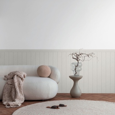 Tongue & Groove Wood Panel Dado Vinyl Wallpaper Grey AS Creation 39803-4
