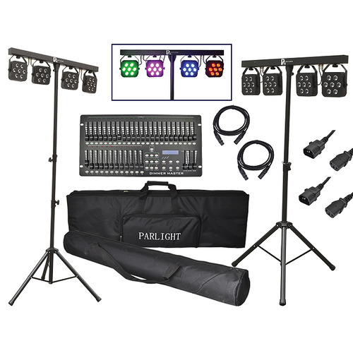 Stage Lighting Set with 8 Pre-Wired LED Pars, DMX Controller & Stands