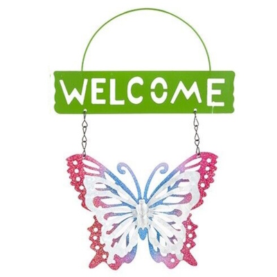 Metal Garden Welcome Sign Butterfly Hanging Decoration - ONE