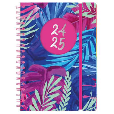 2024/2025 Spiral Bound Academic A5 Day A Page Mid Year Diary - LEAVES
