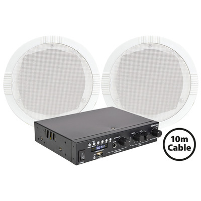 Background Music System with 2 Speakers & Bluetooth Amp/Media Player