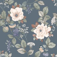 Bramble Floral Wallpaper Blue Belgravia 2300