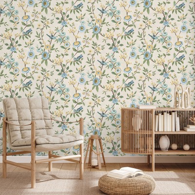 Eleanor Floral Wallpaper Natural Fine Decor FD43448
