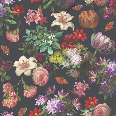 Brigette Floral Wallpaper Black and Multi World of Wallpaper WOW138
