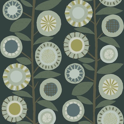 Sisu Floral Geometric Wallpaper Forest Green Fine Decor FD26551
