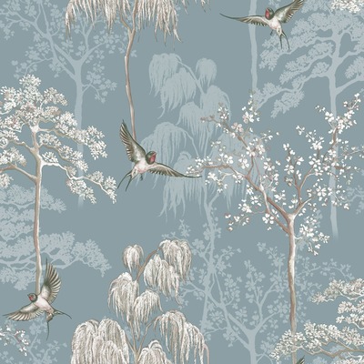 Japanese Garden Wallpaper Slate Blue World of Wallpaper E100339AH
