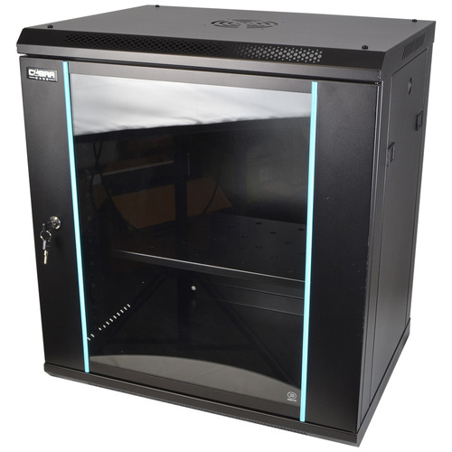 19" 12U Metal Rack Cabinet with Glass Door 450mm Deep Wall or Floor Mount