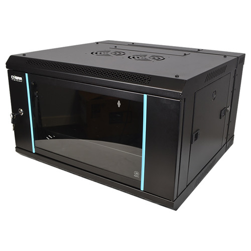 19" 6U Metal Rack Cabinet with Glass Door 550mm with Hinged Back Door