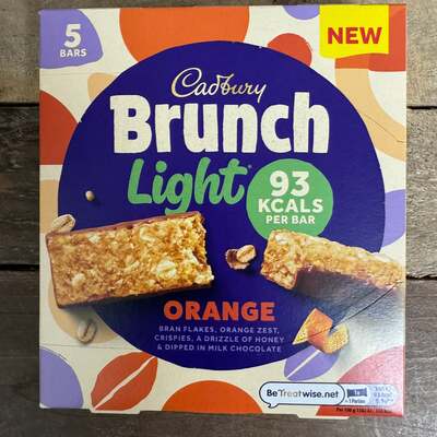 15x Cadbury Brunch Light Orange Milk Chocolate Cereal Bars (3 Boxes of 5x26g)