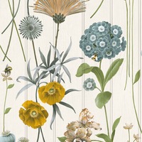 Botanist Wood Panel Wallpaper White / Green Belgravia 4772