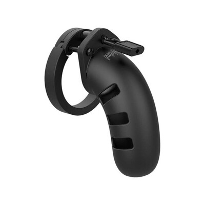 Image of Man Cage 21 Male 4.5 Inch Black Silicone Chastity Cage