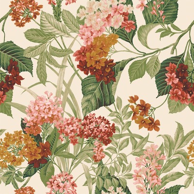 Misaki Floral Wallpaper Sage Green / Orange Belgravia 2322

