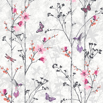 Eden Butterflies Wallpaper Pink Muriva 102550
