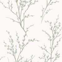 Laura Ashley Pussy Willow Wallpaper Sage Green / Cream 130115